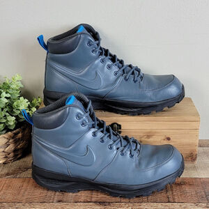 Nike 10.5 M Manoa ACG Leather Outdoor Boots Blue Grey Shoes